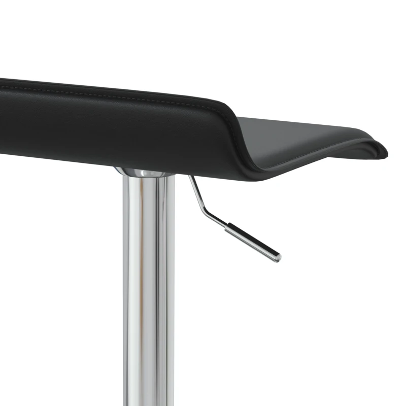 HOMCOM 360° draaibare barkruk met zilverkleurig stalen frame, in hoogte verstelbaar, met voetensteun, zwart