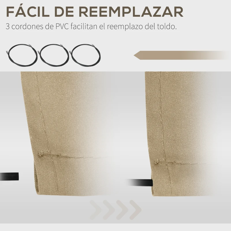 Outsunny Techo de Repuesto para Toldo 382x240 cm Lona para Toldo con Dobladillo Protección UV Impermeable para Patio Beige