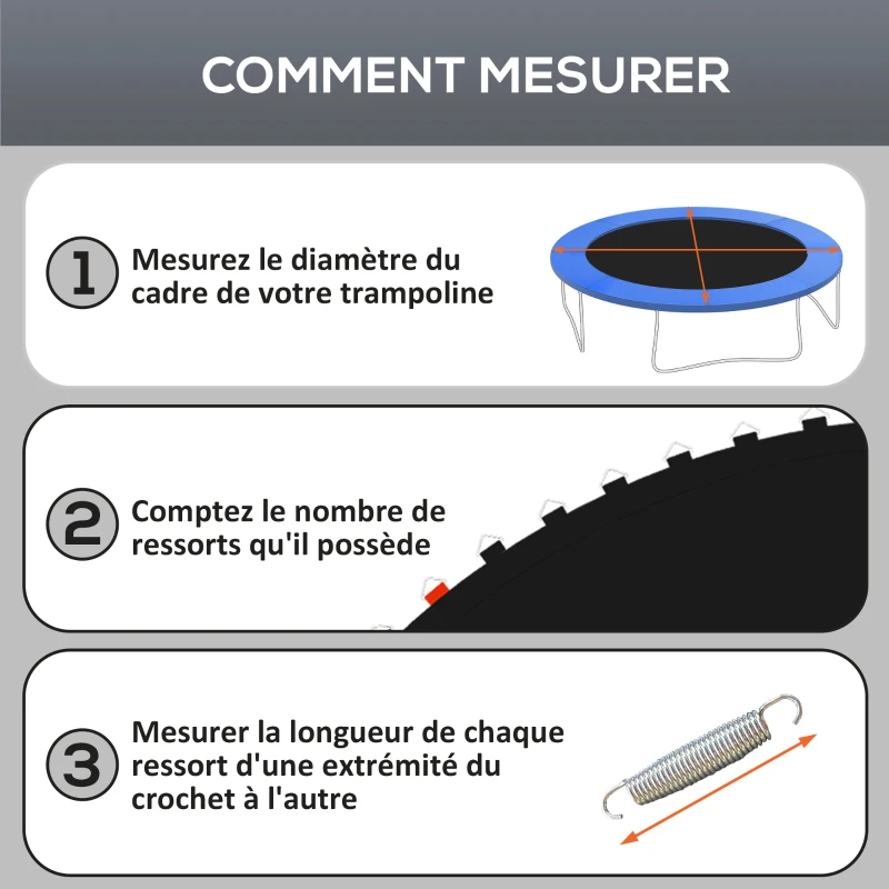 SPORTNOW Tapis de rechange pour trampoline tapis de saut de remplacement, compatible trampoline Ø 3 m et ressorts de 14 cm