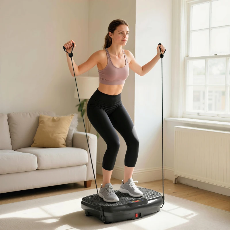 SPORTNOW Vibration Plate Exercise Machine with 120 Speed Levels, 5 Programs, Quiet Vibrating Plate with Resistance Bands