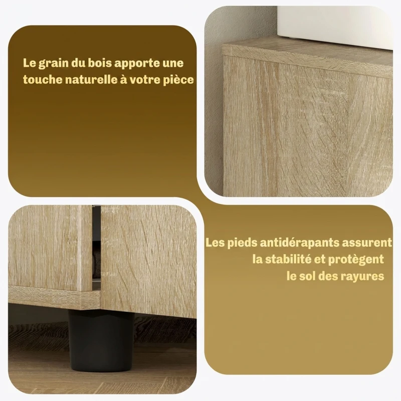 Vinsetto Armoire de bureau à 2 niveaux, meuble de rangement bureau avec 2 portes, serrures et clés, 80x40x80cm, chêne
