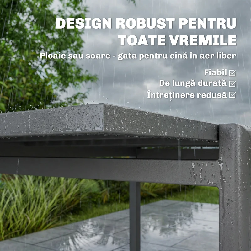 Outsunny masă extensibilă pentru exterior masă de grădină masă de prânz