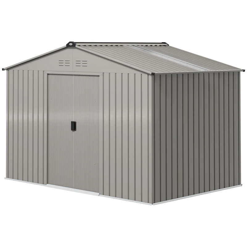 Outsunny Gereedschapsschuur van Metaal met Schuifdeuren en Ventilatieramen, 277 x 195 x 192 cm, Grijs(m-10)