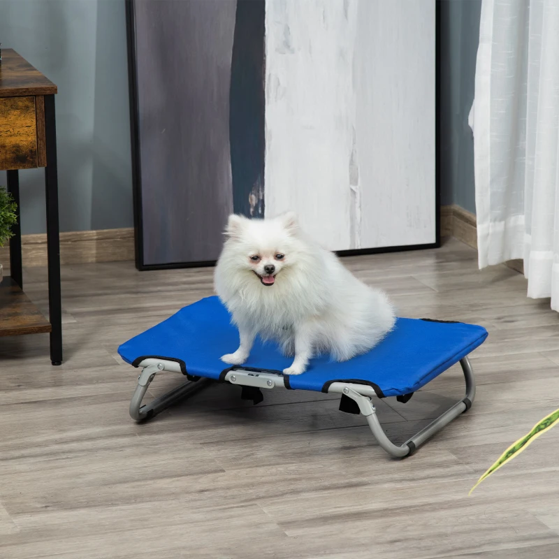 PawHut Brandina per Cani Taglia Piccola Rialzata e Pieghevole per Interno ed Esterno, 59x46x15 cm, Blu