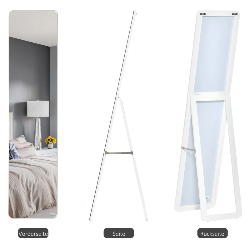 HOMCOM staande spiegel wit hout 37 cm x 43 cm x 156 cm(m-4)