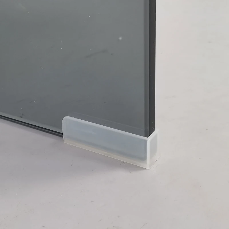 HOMCOM Mesa de centro de vidrio, mesa de salón rectangular diseño moderno con bordes redondeados seguros, gris claro transparente