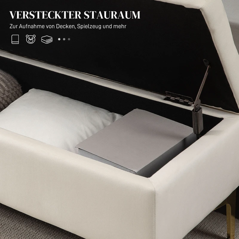 HOMCOM Zitbank met Opbergruimte, Belastbaar tot 120kg, 120x44x44,5cm, Beige(m-5)