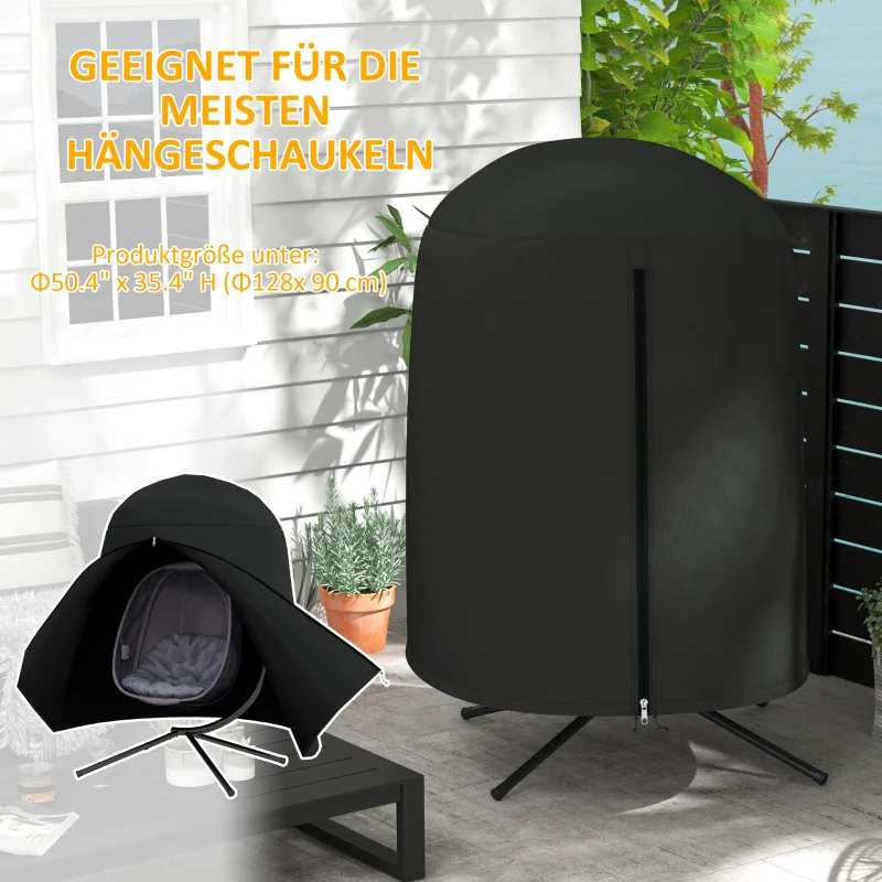 Outsunny Beschermhoes voor hangstoel, waterdicht, stofdicht, polyester, Ø128 x 190 cm, zwart