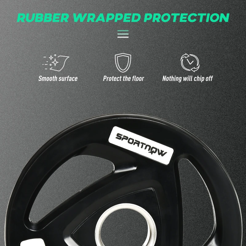 SPORTNOW Two 5kg Olympic Weight Plates, Tri-Grip Rubber-Coated Barbell Weights, with 5cm Holes, for Home, Gym, Office