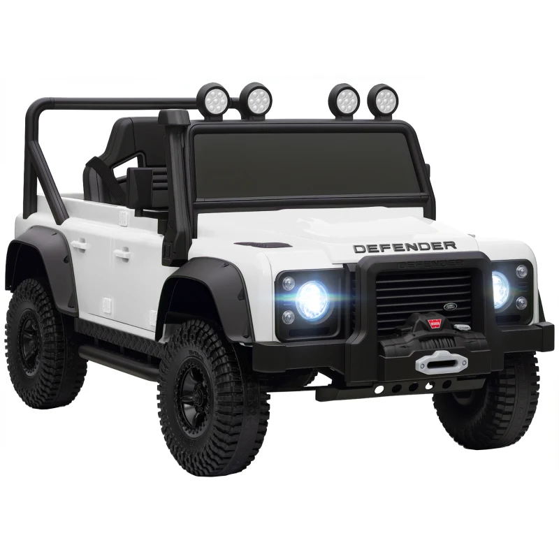 AIYAPLAY Kinder Elektroauto, 12V batterij-aangedreven, afstandsbediening, muziekfunctie, hoorn, LED-lampen, Wit(m-11)