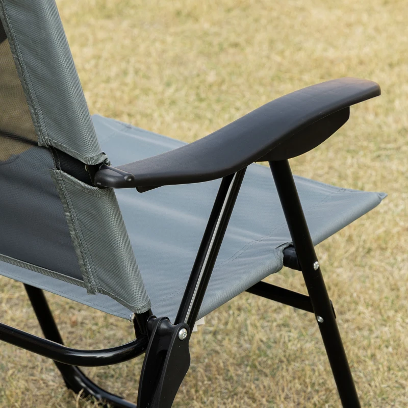 Outsunny 2-delige set inklapbare ligstoelen, weerbestendig, 5-voudig verstelbare rugleuning, metalen frame, grijs