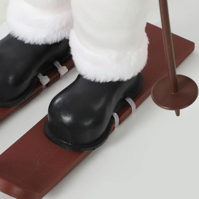 HOMCOM Zingende skiër-kerstman, 65 cm, geanimeerde kerstfiguur met ski's, skistokken en geluid-/aanraakactivatie