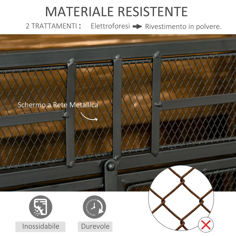 HOMCOM Parascintille Pieghevole a 3 Pannelli con Doppia Porta in Metallo, 120x11.5x79 cm, Nero