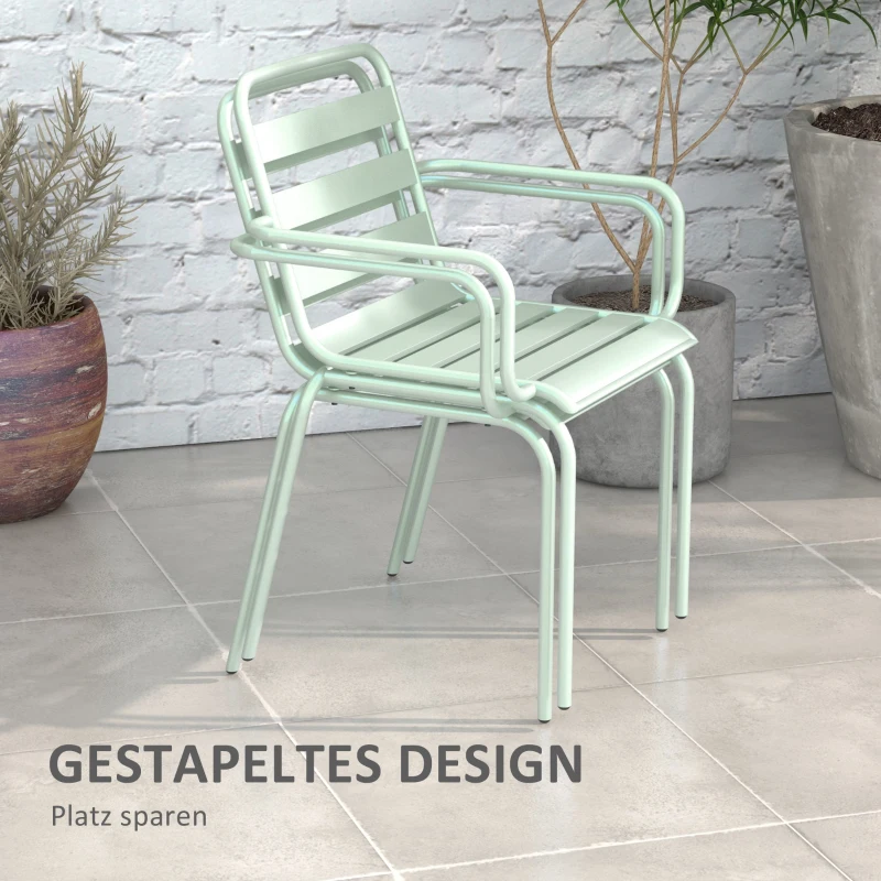 Outsunny 3-delig Bistro-Set Balkonbistro-Set 2-persoons Bistroset, inklapbaar, modern design, 51 x 58 x 78 cm, Groen