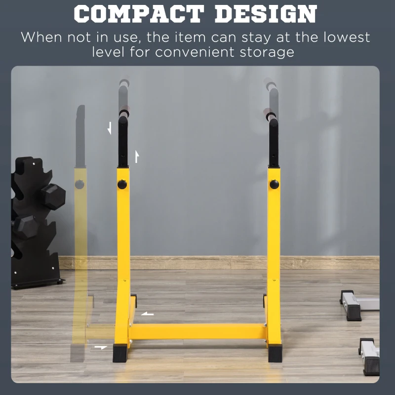 HOMCOM 66Lx75Wx119H cm Dip Station Chin Up Parallel Bars Pull Up Power Tower Home Gym Workout Bicep Tricep Fitness Equipment Height Adjustable
