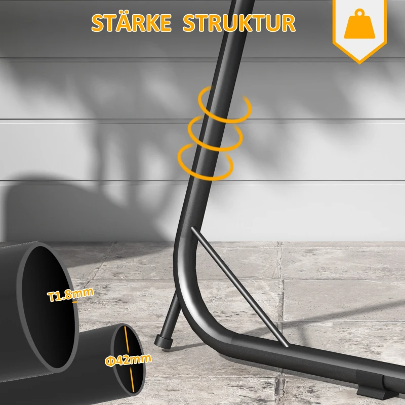 Outsunny Hangstoelstandaard Standaard voor Hangstoel Ophanging, 133 cm x 116 cm x 195/230 cm, Zwart