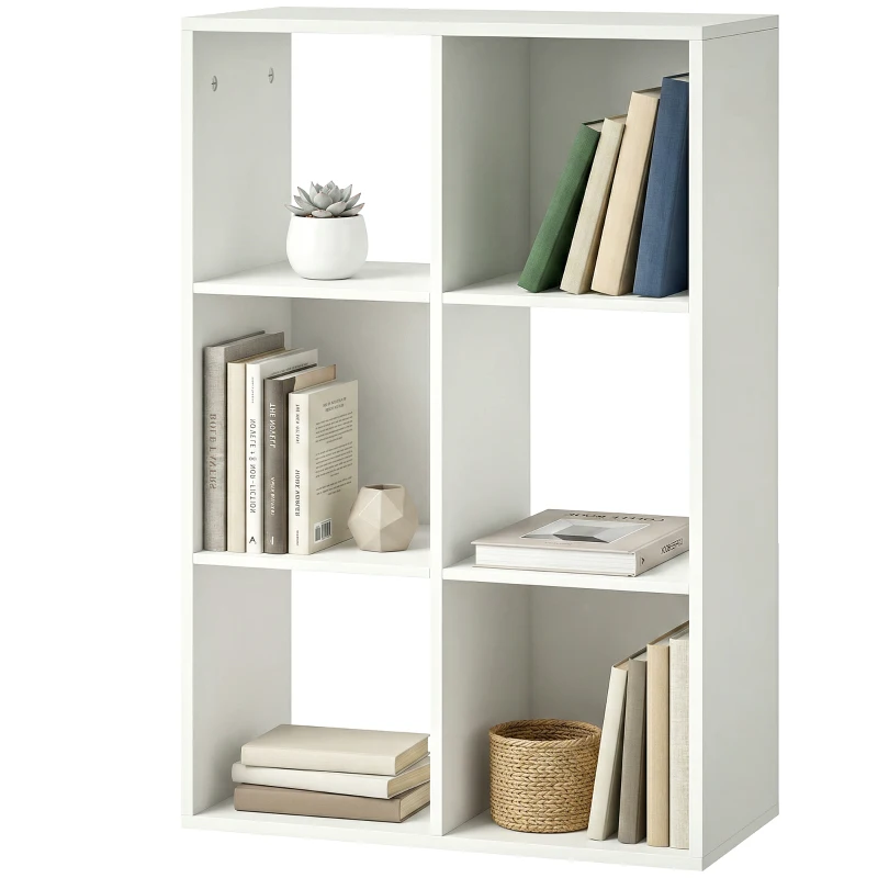HOMCOM Boekenkast Staande Kast met 3 Niveaus Smalle Kast met Kantelbeveiliging Opbergkast voor Woonkamer Slaapkamer Kantoor Wit