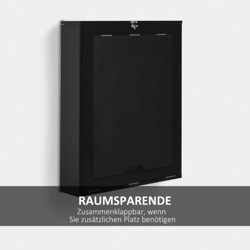 HOMCOM Opklapbare wandtafel met schrijfbord, 60 cm x 94,5 cm x 147 cm, Zwart(m-6)