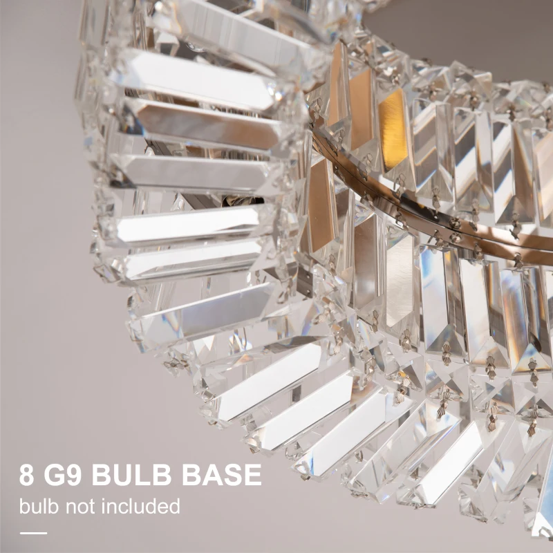 HOMCOM Crystal Ceiling Lights Set of 2, Modern Flush Chandeliers with Stainless Steel Base, Pendant Lights for Living Room Bedroom Dining Room, Silver Tone