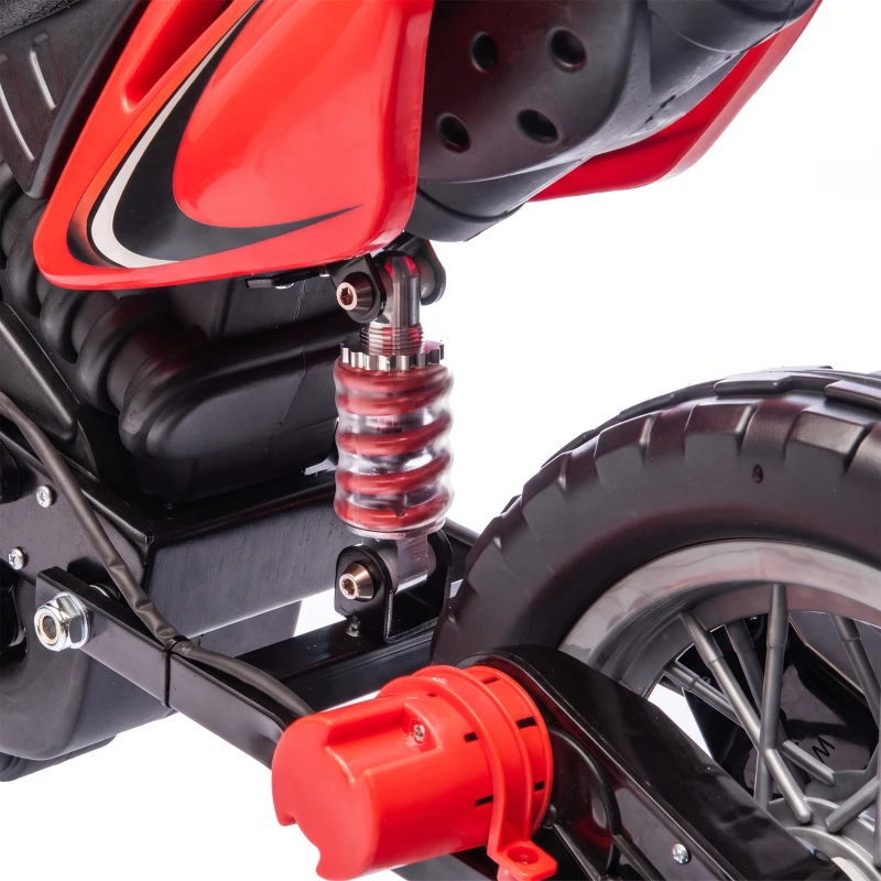 AIYAPLAY Moto Électrique Enfants 12 V, Vitesse Max 3 Km/h, Batterie au Lithium, Double Moteur, Suspension Arrière, Rouge