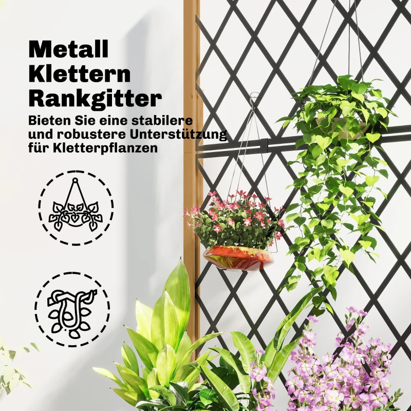 Outsunny Verhoogde plantenbak met metalen gaas, houten plantenbak op wielen, outdoor plantenbak, bruin