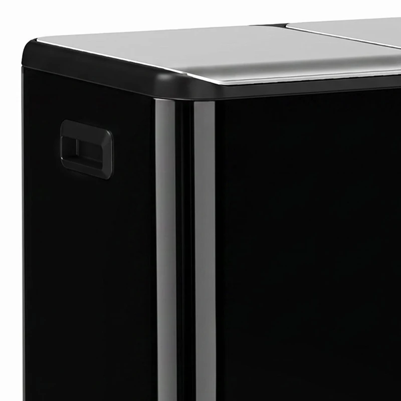 HOMCOM 2 x 30L Double Kitchen Bin, Stainless Steel Pedal Rubbish Bin with Dual Compartments, Soft Close Lids, High Gloss Black