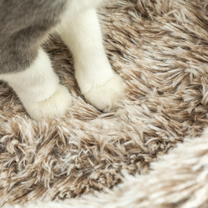 PawHut Kattenboom, 87 cm, Kattentoren met Dikke Krabpaal, Pluchebed, Binnen, Draagt tot 6 kg, Bruin
