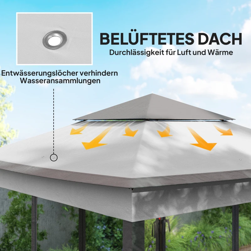 Outsunny Opvouwbare Tuinpaviljoen met Zijwanden Grijs 3,25 x 3,25 x 2,7 m