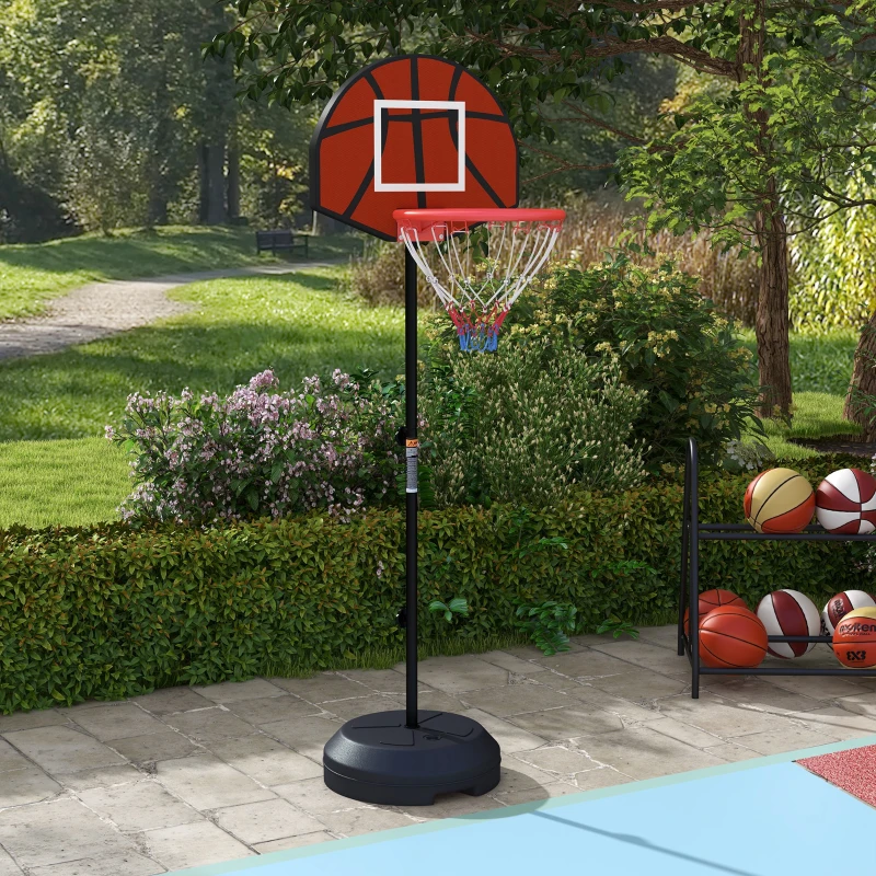 SPORTNOW Verstelbare Basketbalstandaard met Magnetisch Dartbord, 98-148cm, Zwart