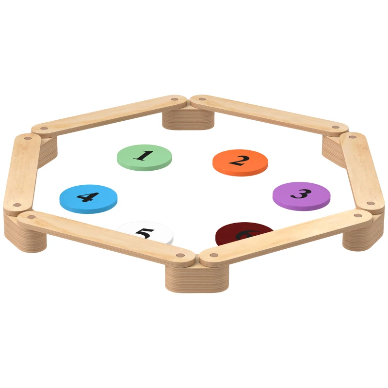 AIYAPLAY Poutre d'équilibre en bois pour enfants parcours de motricité modulable 6 pièces pour intérieur et extérieur naturel