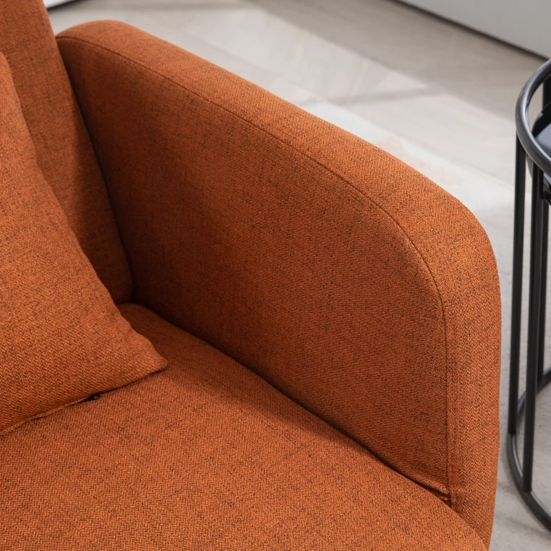 HOMCOM Canapea extensibilă clic clac cu cotiere, spătar reglabil și 2 perne, 170x83x80 cm, maro și culoarea lemnului