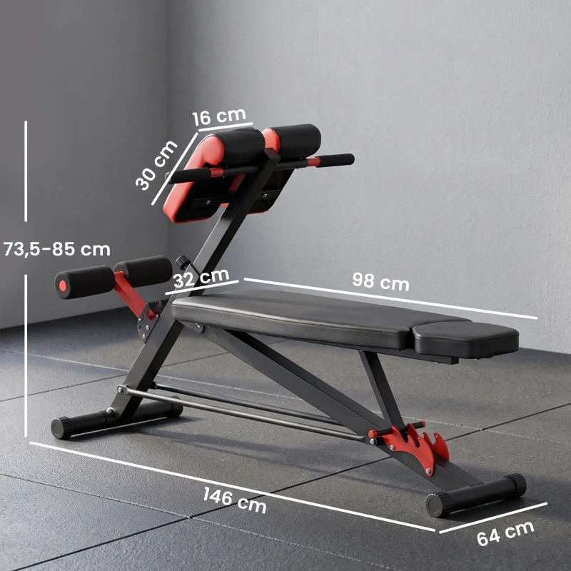 HOMCOM halterbank fitnessbank schuine bank multifunctioneel buiktrainer verstelbaar rvs zwart 64 x 146 x 73,5-85 cm | Aosom.nl(m-3)