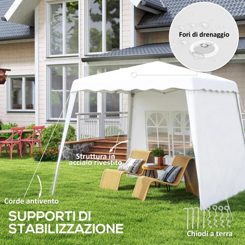 Outsunny Gazebo da Giardino Pieghevole ad Altezza Regolabile in Acciaio e Tessuto Oxford, 2.4x2.4x2.5m
