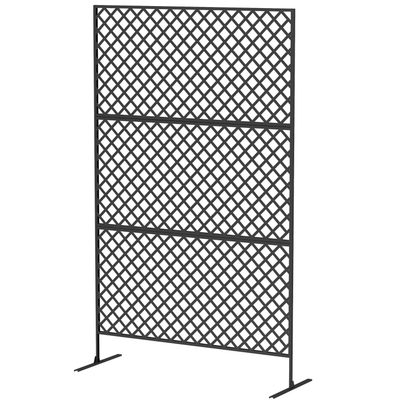 Outsunny Ruimteverdeler voor buiten, metalen wandscherm voor terras, veranda, tuin, vrijstaand klimrooster, staal, zwart