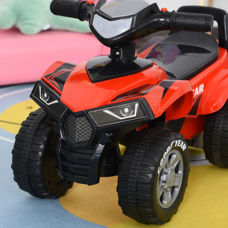 HOMCOM Quad Giocattolo Bambini 18-36 Mesi Licenza GOODYEAR Luci e Suoni Rosso
