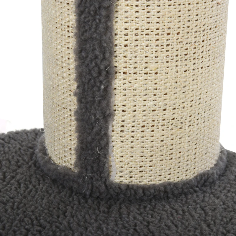 PawHut kattenboom speelboom krabpaal met platform sisal pluche grijs