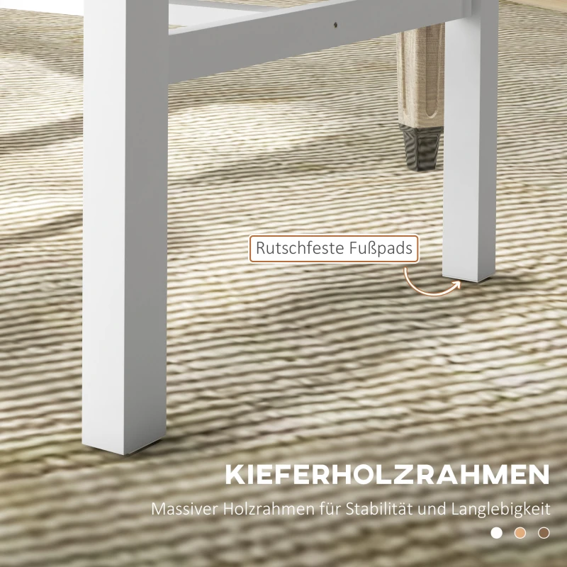HOMCOM 2-delige Keukenstoelen Eetkamerstoelen Stoelen, Massief hout, modern ontwerp, 38,5 cm x 47,5 cm x 99 cm, Wit