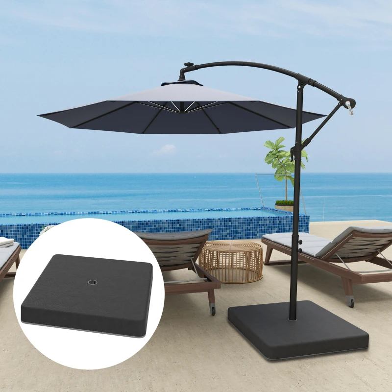Outsunny Basisgewichten voor parasolvoet, waterdicht, met zand vulbaar, kunststof, 89L x 89B x 10,5H cm, zwart