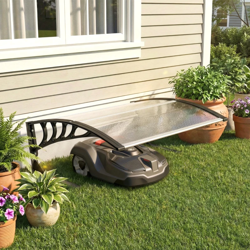Outsunny Acoperiș exterior pentru mașină de tuns iarba, impermeabil și protecție UV 30+, din aluminiu, 100x81x43 cm, alb