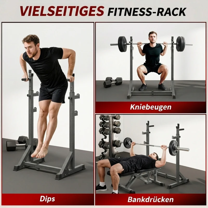 SPORTNOW Hantelständer, höhen- und breitenverstellbar, Hantelablage aus Stahl mit Sicherheitsverschlüssen, bis 150 kg belastbar