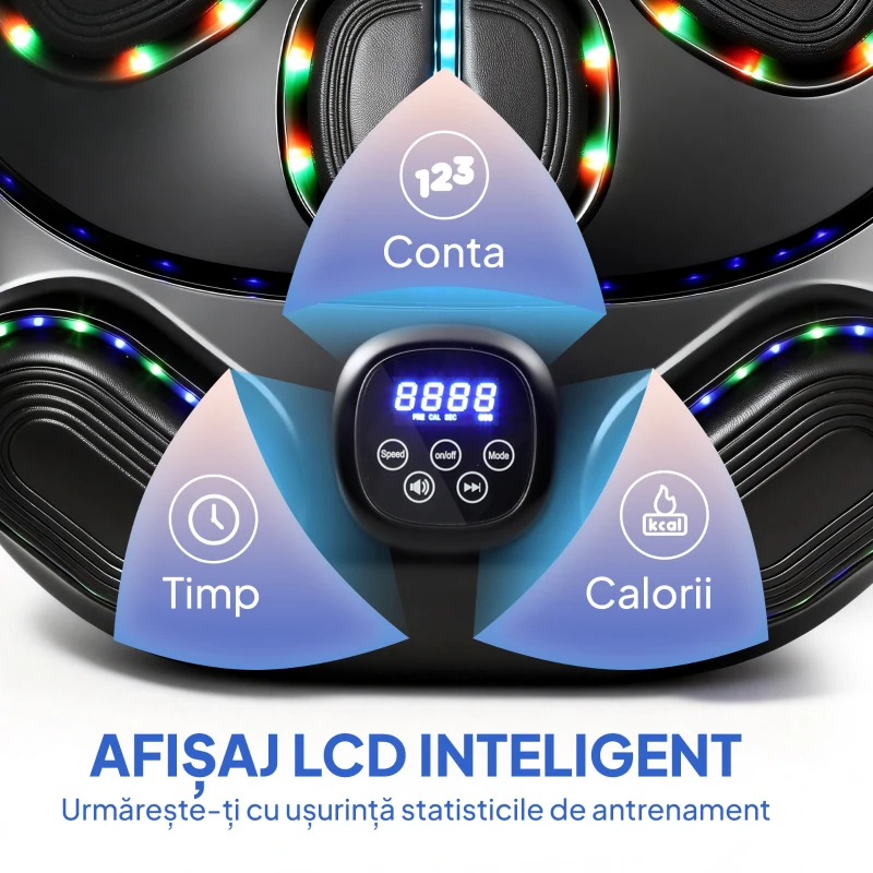 SPORTNOW Aparat de Box Muzical Montat pe Perete cu 9 Moduri și Lumini LED Multicolore, Music Boxing Machine pentru Adulți cu Conexiune Bluetooth, pentru Acasă și Sală, 61x48x11 cm, Negru