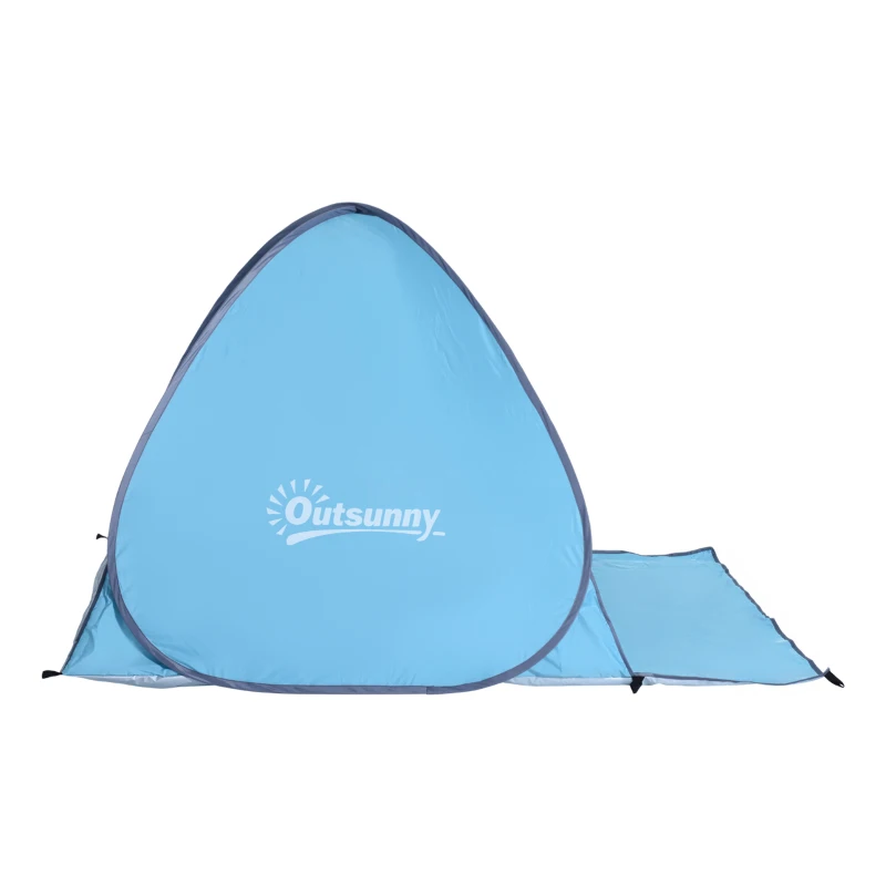 Outsunny Abri de plage tente de plage pliable pop-up automatique instantané protection UV fenêtre arrière grand tapis de sol bleu ciel