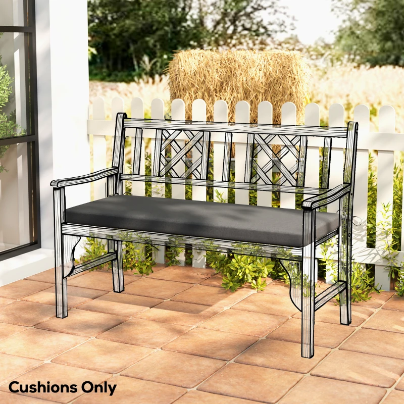 Outsunny Cojín para Banco de Jardín de 2 Plazas para Exterior con Funda Extraíble UPF 30+ Impermeable 110x46x6,5 cm Gris Oscuro