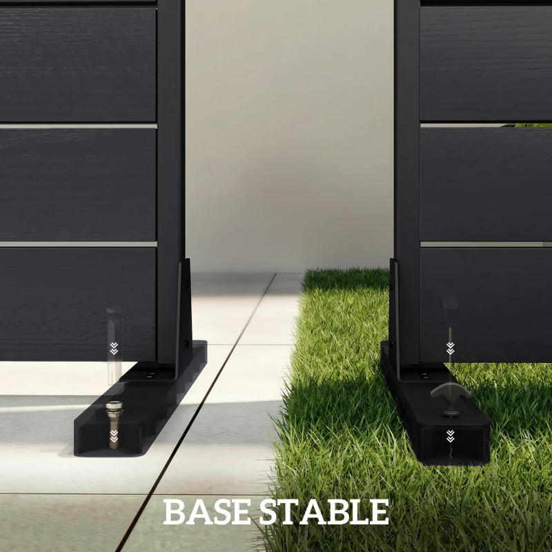Outsunny Écran de Confidentialité, Panneau Décoratif HDPE avec Support et 6 Panneaux, Noir, 120 x 174 cm