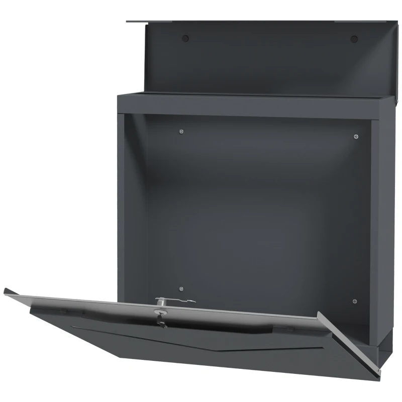 HOMCOM Brievenbus, moderne vormgeving, weerbestendig, 37 cm x 10,5 cm x 37 cm, Grijs