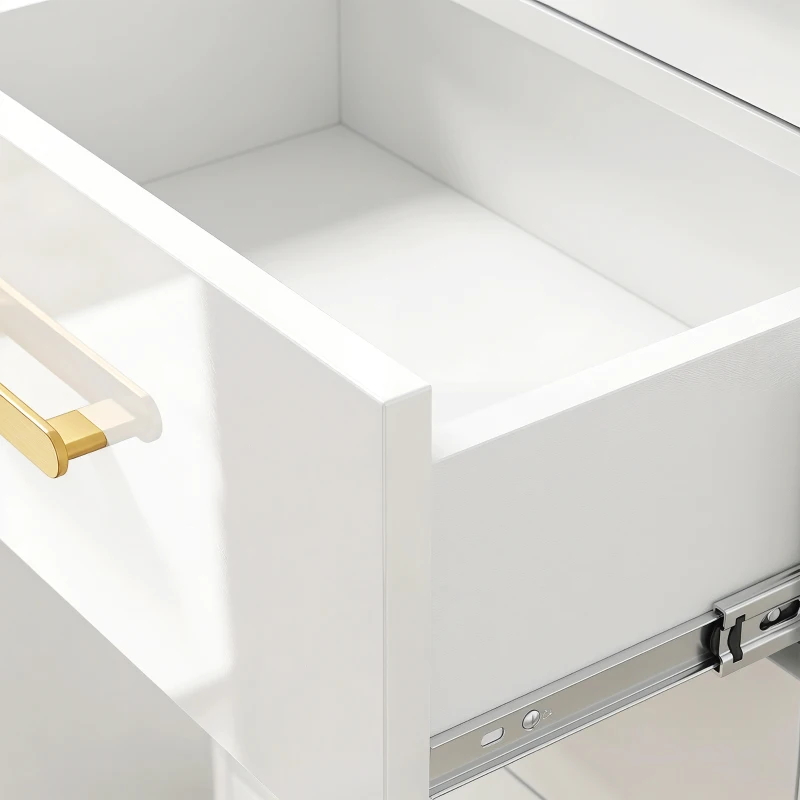 HOMCOM Modern nachtkastje, bijzettafel met oplaadstation en RGB-ledverlichting, hoogglans wit