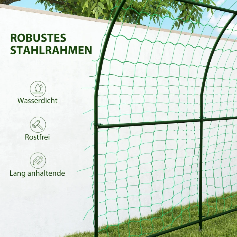 Outsunny Metalen Klimrek Boogvormig Roestvrij Rankhulp Komkommerrek 210 x 250 x 216 cm Donkergroen