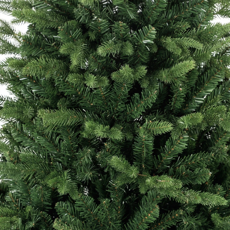 HOMCOM Sapin de Noël Artificiel 180 cm, Arbre de Noël avec 889 Pointes de Branches Articulées Réalistes, Support en Bois, Vert