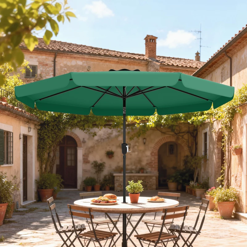 Outsunny 3 m Garden Parasol with Tilt Mechanism & Crank Handle, UPF 30+ Patio Umbrella Outdoor Table Umbrella, Green