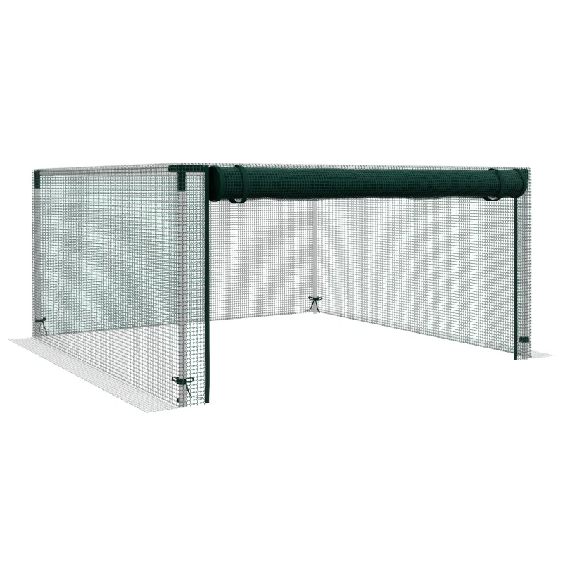 Outsunny 1,25 x 1,25 m Tuinnet, Plantenbeschermingstent met Ritssluiting, Insectenwerend Net, Staal, Groen